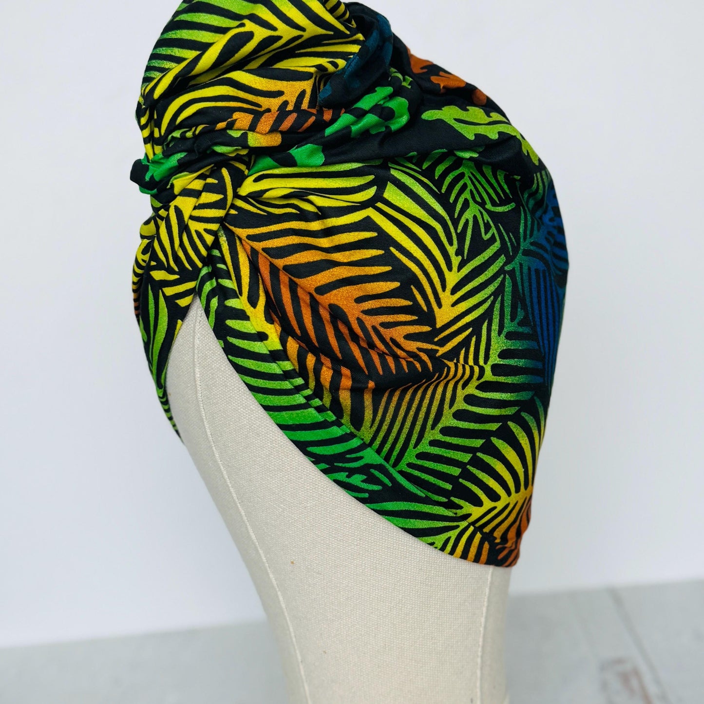 Full Turban Tropical Wired Head Wrap | Double Wire Headband | No-Tie Headwrap | Bold Summer Head Scarf | Afro Boho Hair Accessory