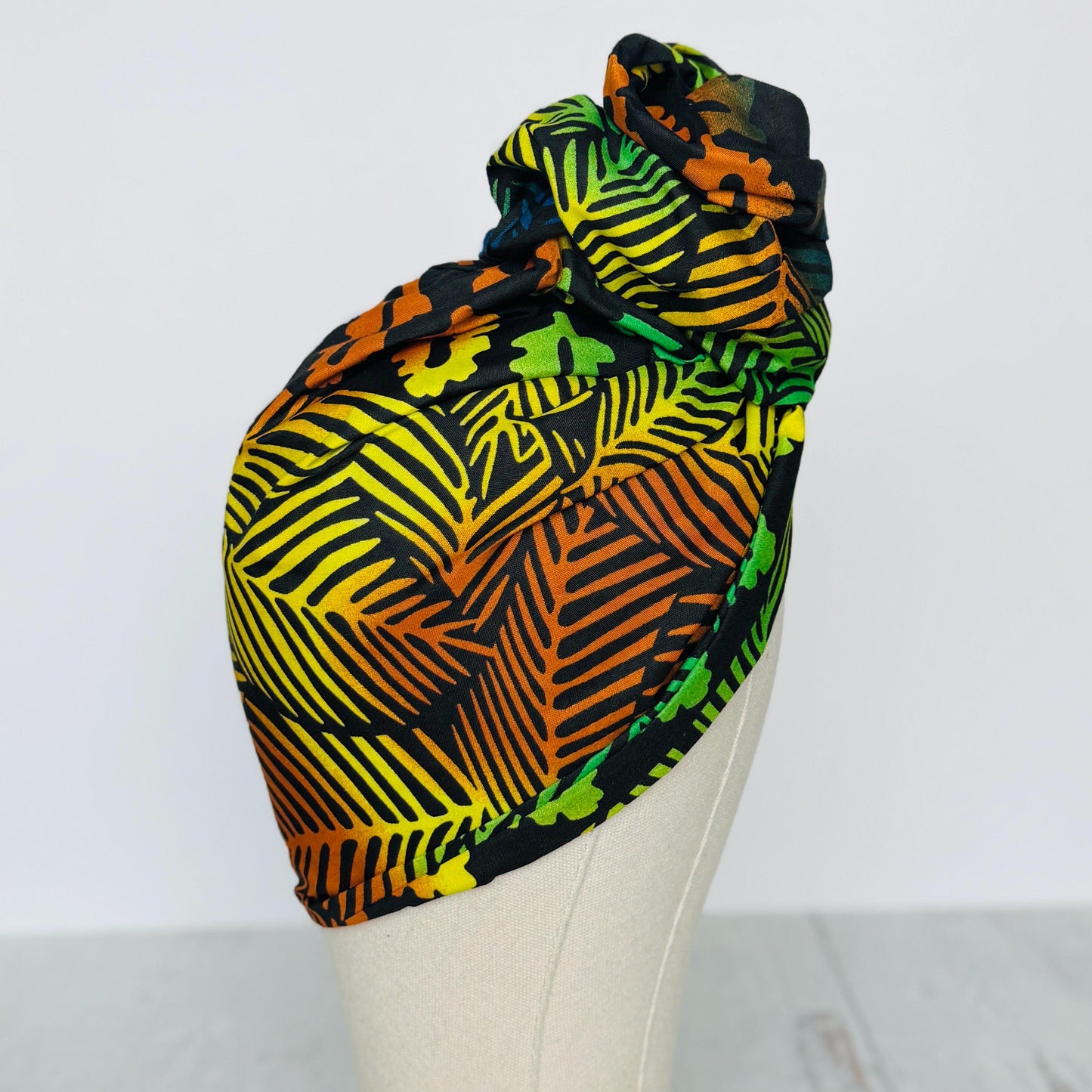 Full Turban Tropical Wired Head Wrap | Double Wire Headband | No-Tie Headwrap | Bold Summer Head Scarf | Afro Boho Hair Accessory