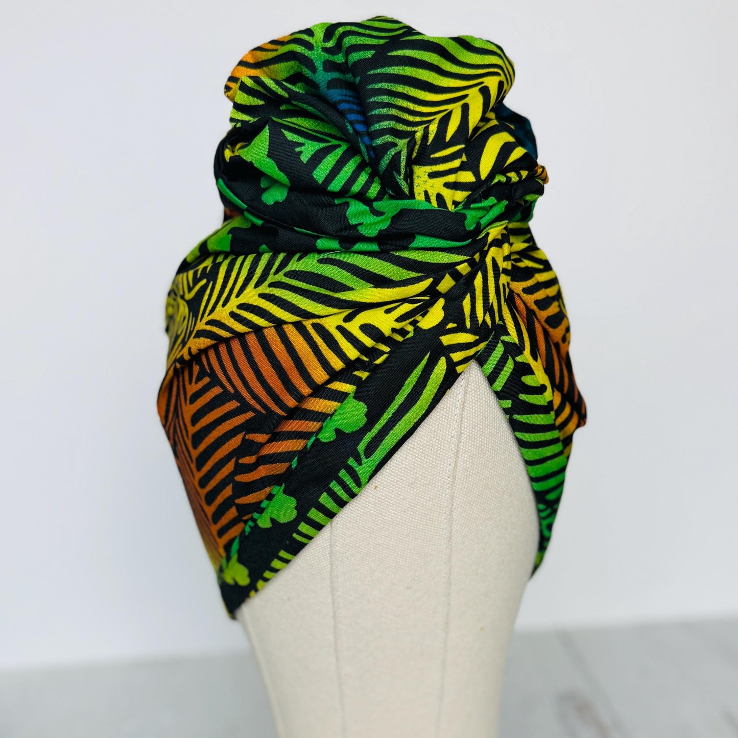 Full Turban Tropical Wired Head Wrap | Double Wire Headband | No-Tie Headwrap | Bold Summer Head Scarf | Afro Boho Hair Accessory