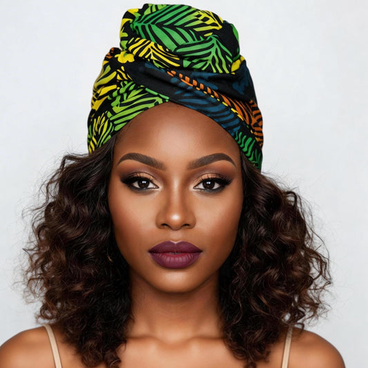 Full Turban Tropical Wired Head Wrap | Double Wire Headband | No-Tie Headwrap | Bold Summer Head Scarf | Afro Boho Hair Accessory