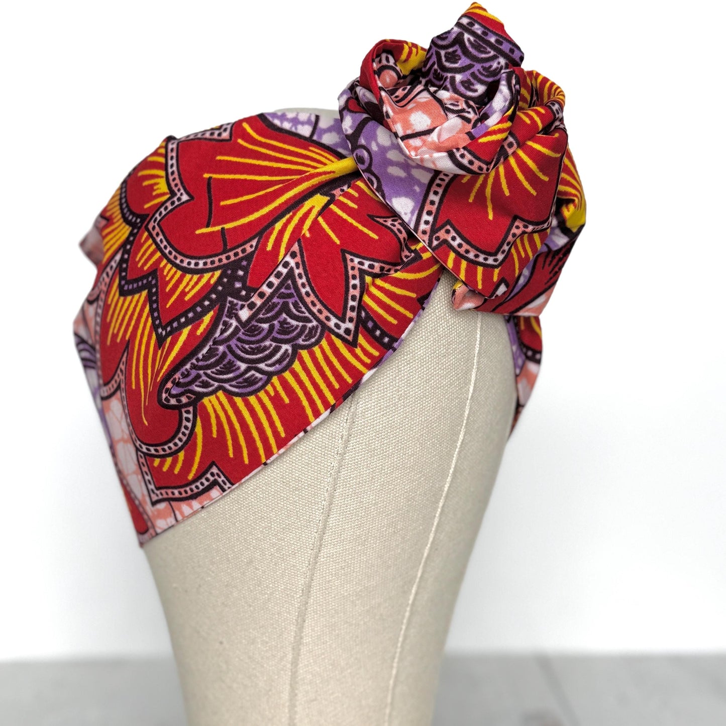 Extra Wide Adjustable Wire Wrap, Ankara Floral Print Wired Headband, Red Purple Yellow African Fabric Head Wrap, Afro Boho Accessories