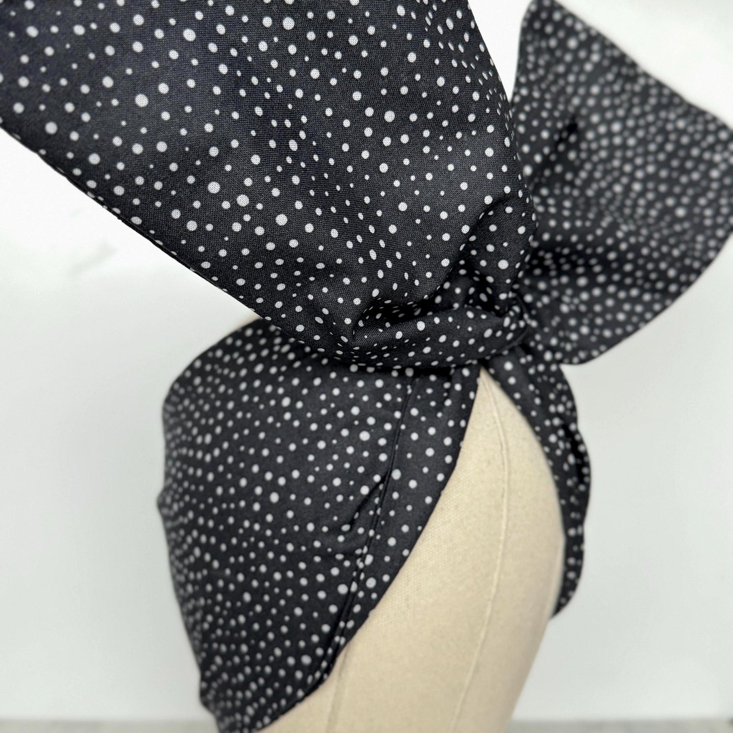 Extra Wide Adjustable Wire Headband, Black Grey Polka Dot Print Wired Headband, Bendable No Slip Head Wrap, Turban Accessories, Head Scarf