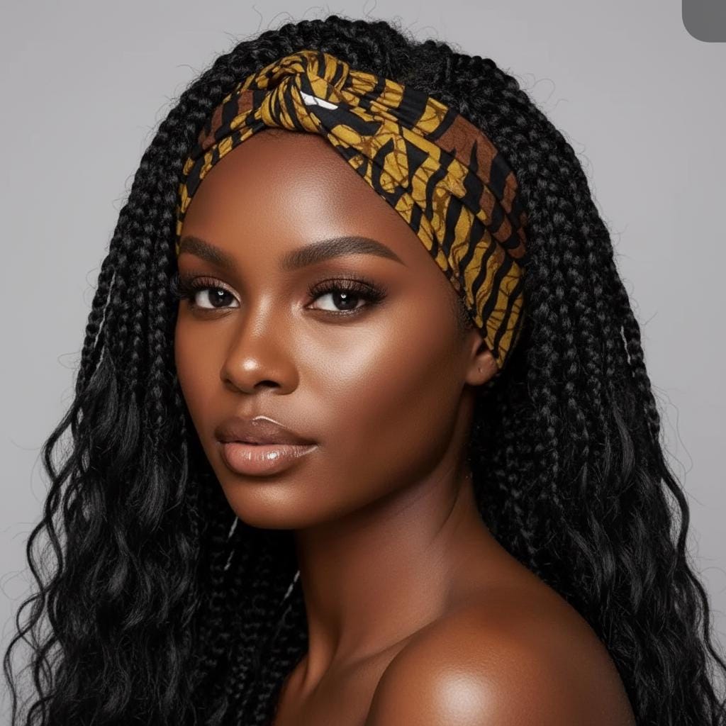 Extra Wide Adjustable Wire Wrap, Ankara Wired Headband, Brown White & Black African Fabric Head Wrap, Ankara Afro Boho Turban