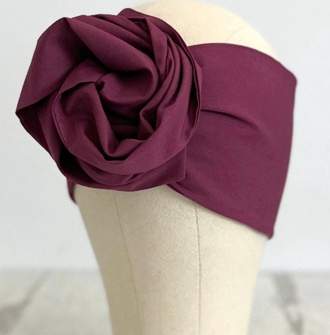 Extra Long Wide Wire Headband, Mulberry Mauve Solid Colored, Wired Headband, Fabric Head Wrap, Turban, Cotton Headband for Women