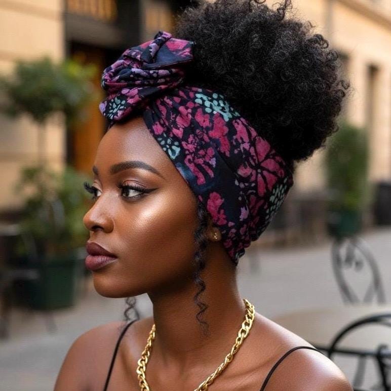 MIDI Extra Wide Adjustable Wire Head Wrap, Navy Blue Pink Batik Floral Headband, Head Scarf For Women, Turban, Hair Accessories