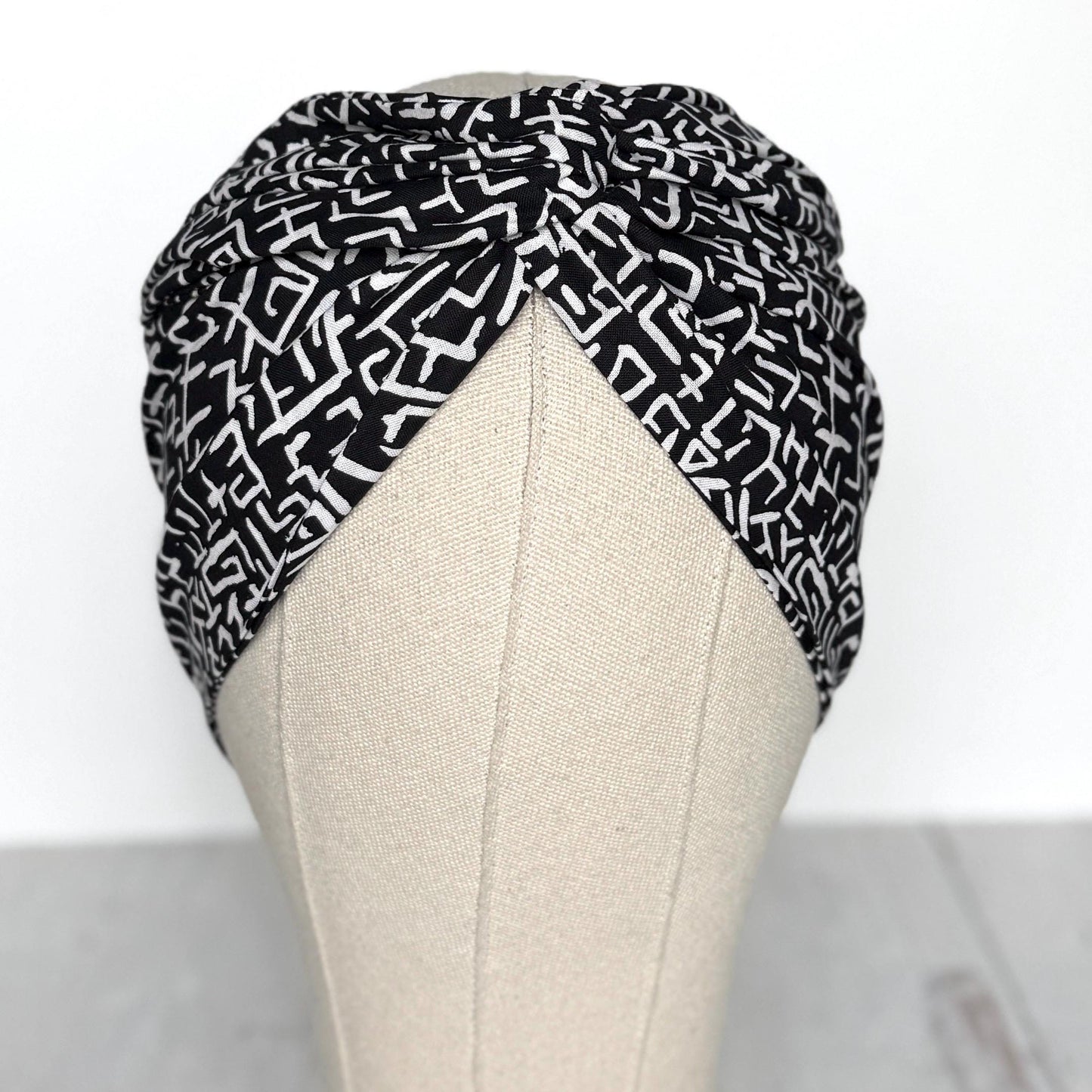 Extra Wide Adjustable Wire Wrap, Black White Abstract Print Wired Headband, Fabric Head Wrap, Summer Boho Head Scarf Accessories