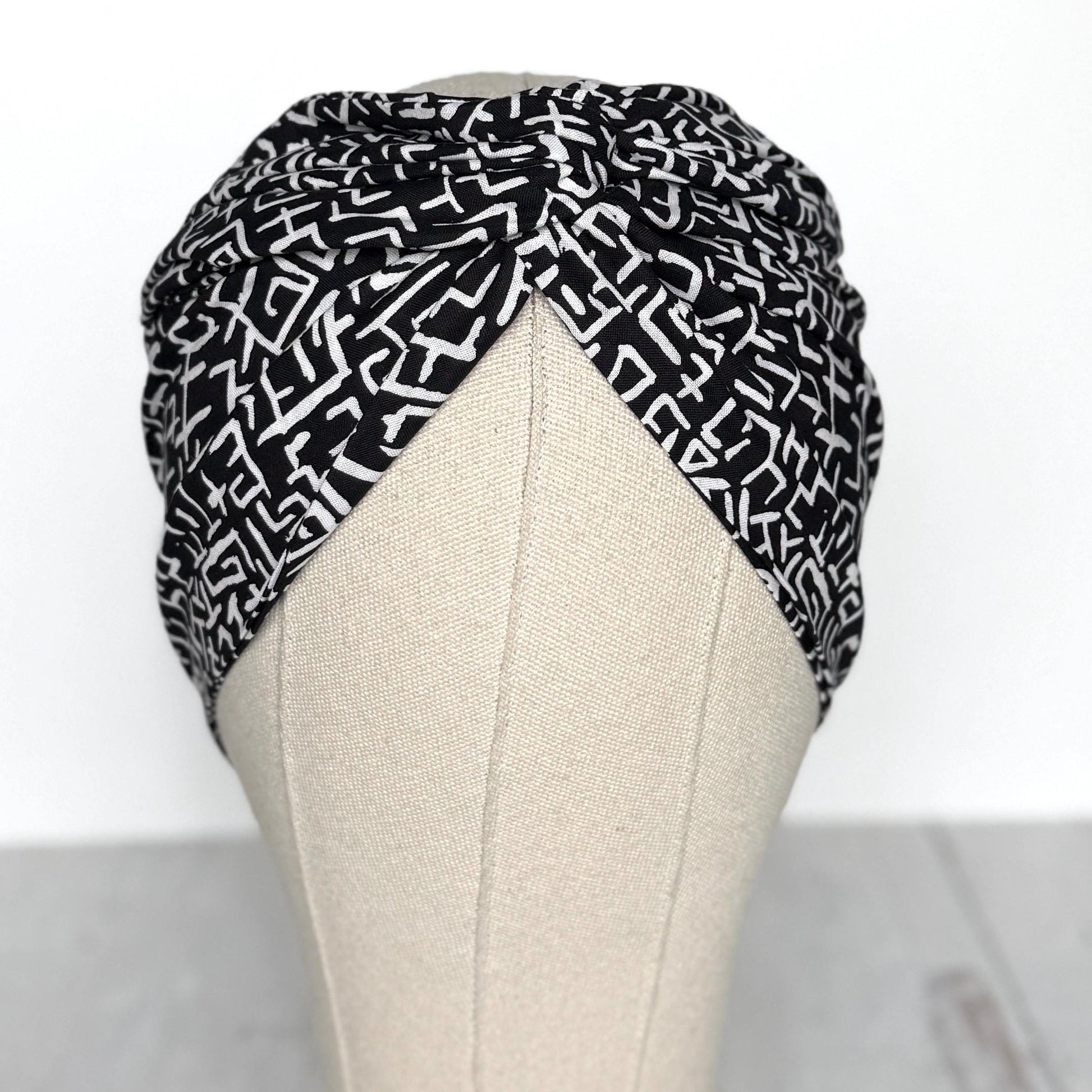 Extra Wide Adjustable Wire Wrap, Black White Abstract Print Wired Headband, Fabric Head Wrap, Summer Boho Head Scarf Accessories