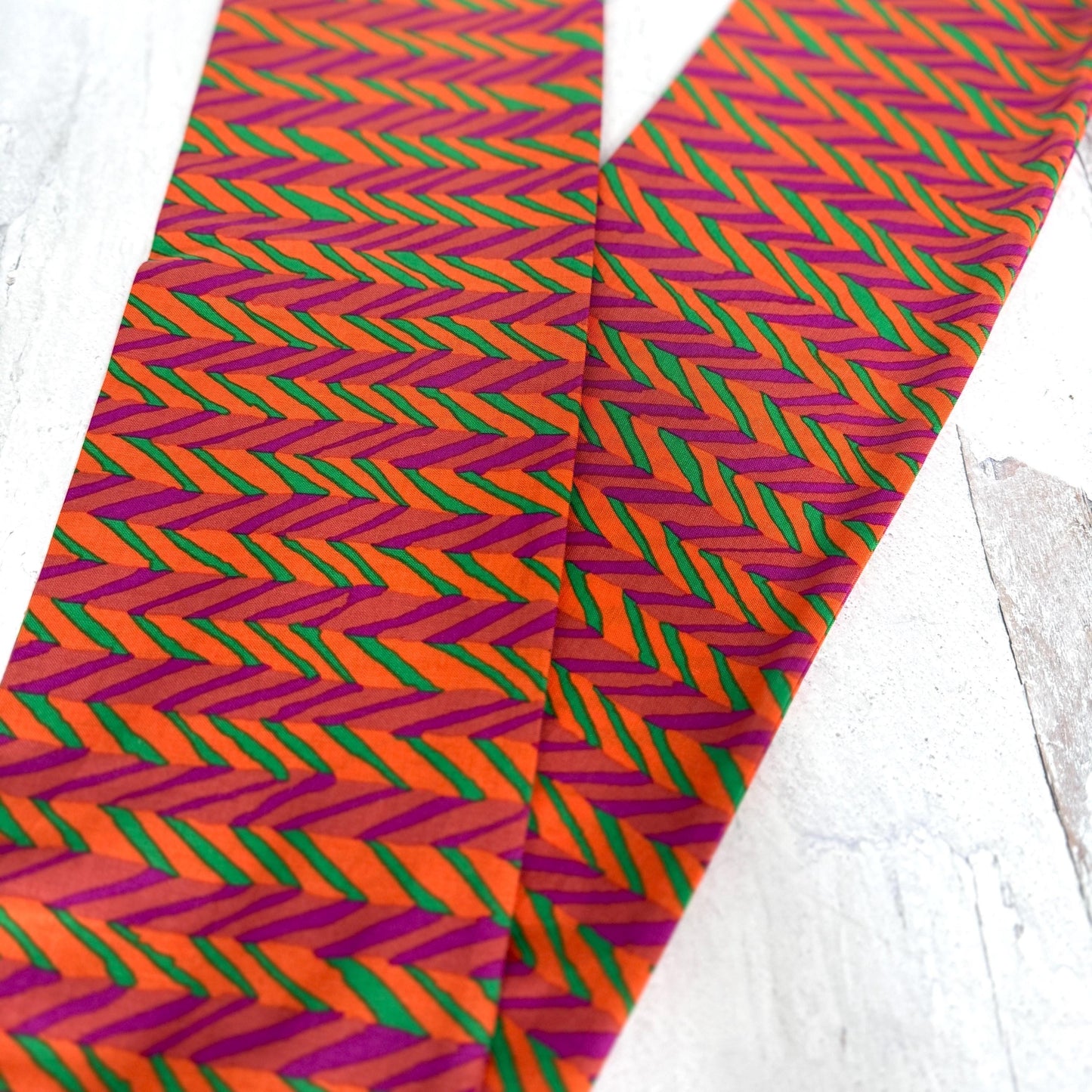 Extra Wide Adjustable Wire Wrap, Orange Pink Green Geometric Print Wired Headband, Fabric Head Wrap, Boho Head Scarf Accessories