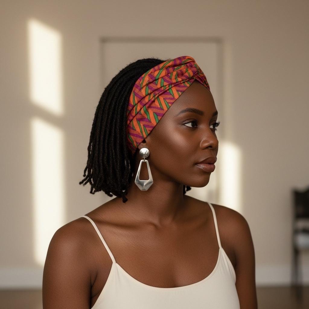Extra Wide Adjustable Wire Wrap, Orange Pink Green Geometric Print Wired Headband, Fabric Head Wrap, Boho Head Scarf Accessories