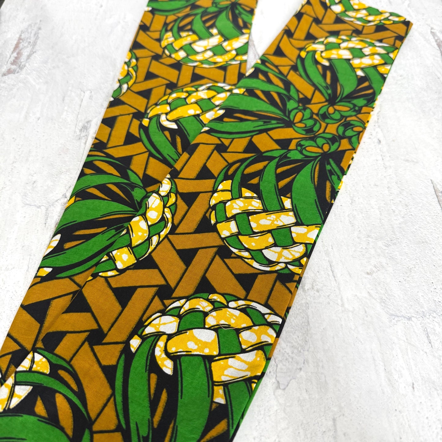 Extra Wide Adjustable Wire Wrap, Ankara Wired Headband, Green Tan Black African Fabric Head Wrap, Ankara Afro Boho Accessories