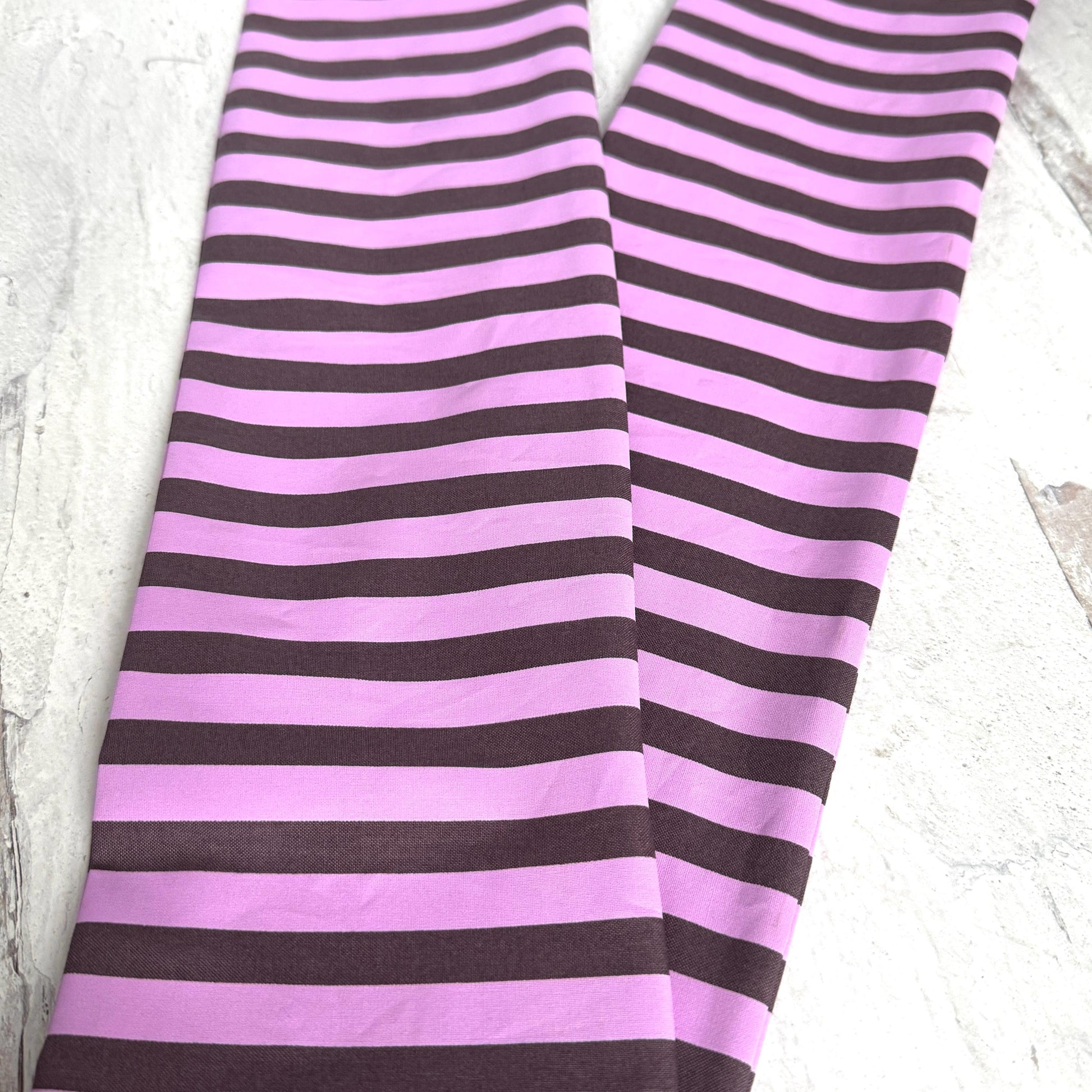 Extra Wide Adjustable Wire Headband, Lavendar Soft Purple Brown Striped Print, Boho Wired Headband, Fabric Head Wrap, BendableTurban
