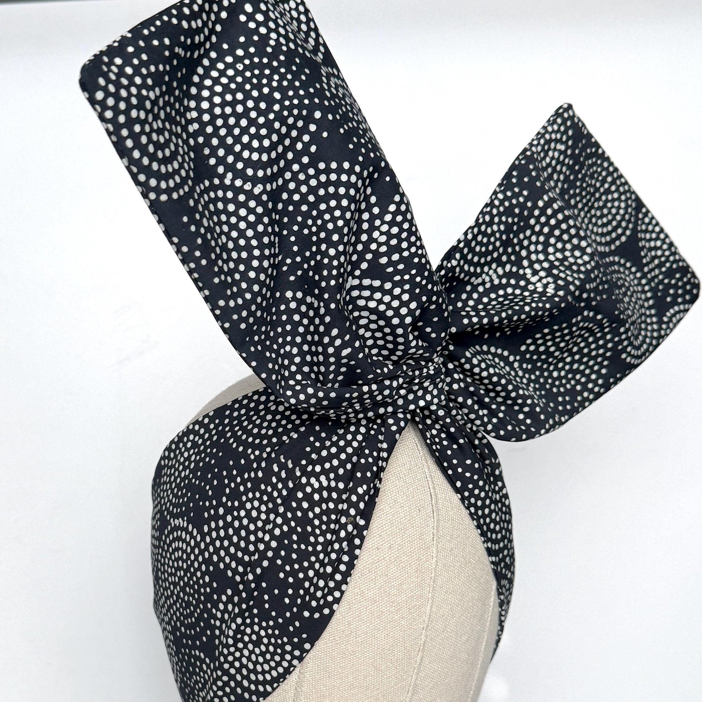 Extra Wide Adjustable Wire Headband, Black White Polka Dot Print Wired Headband, Bendable No Slip Head Wrap, Turban Accessories, Head Scarf