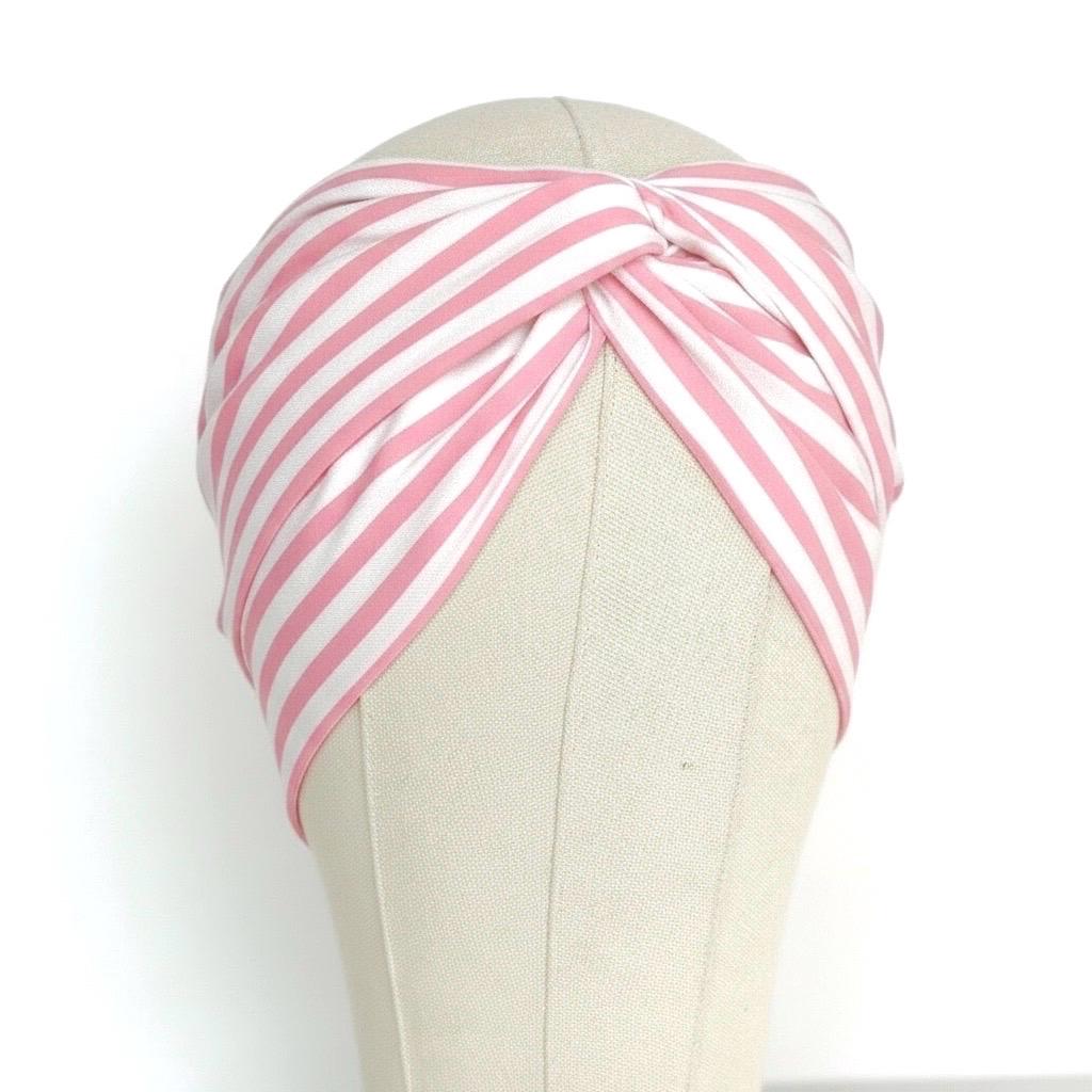 Extra Long Wide Adjustable Wire Headband, Striped Pink White Pattern, Wired Headband, Fabric Head Wrap, Turban Women Accessories