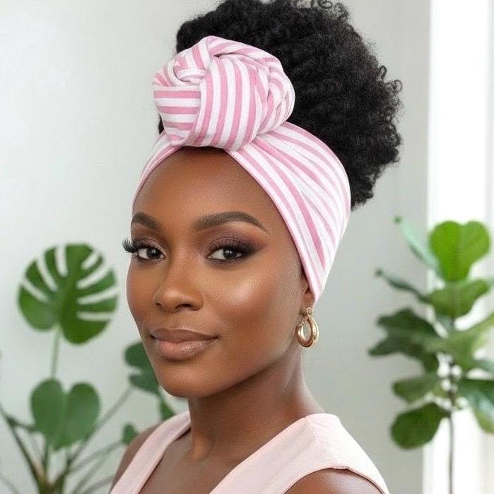 Extra Long Wide Adjustable Wire Headband, Striped Pink White Pattern, Wired Headband, Fabric Head Wrap, Turban Women Accessories