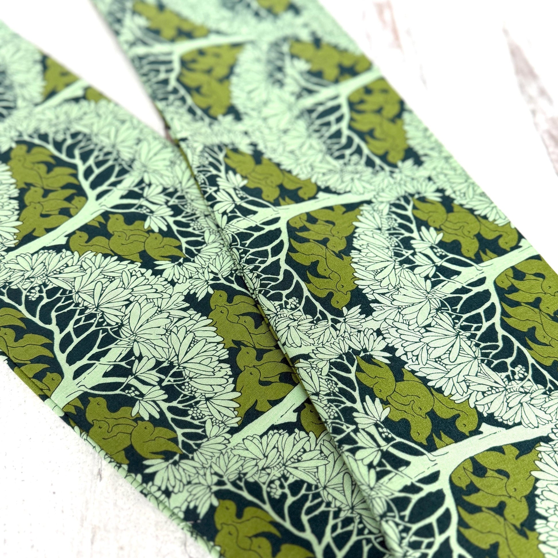 Extra Wide Adjustable Wire Wrap, Blue Green Dove Botanical Leaf Print Wired Headband, Fabric Head Wrap, Summer Boho Accessories