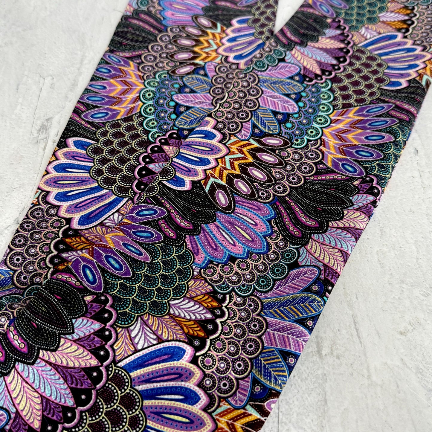 Extra Wide Adjustable Wire Wrap, Black Purple Boho Feather Print Wired Headband, Fabric Head Wrap, Boho Head Scarf Accessories