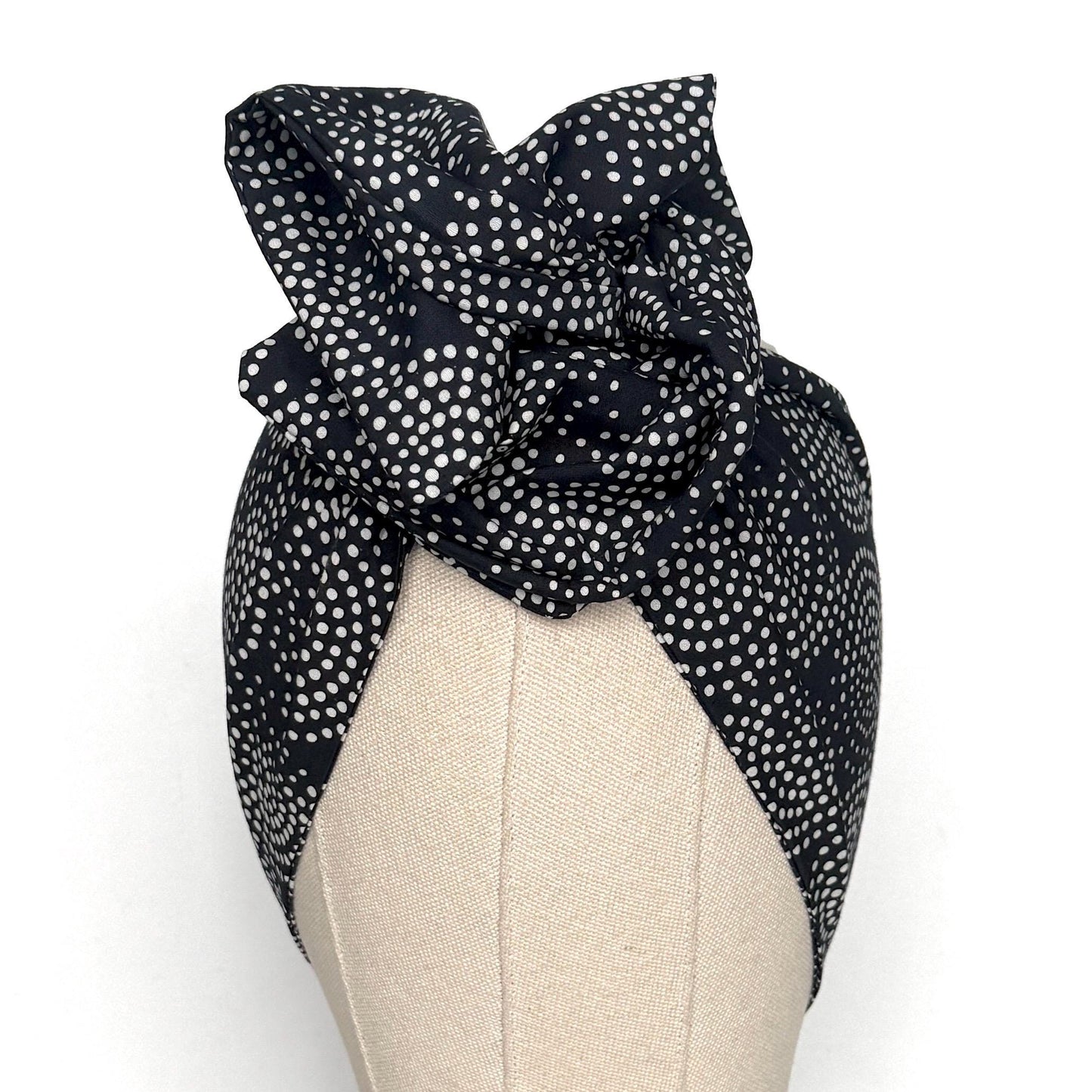 Extra Wide Adjustable Wire Headband, Black White Polka Dot Print Wired Headband, Bendable No Slip Head Wrap, Turban Accessories, Head Scarf