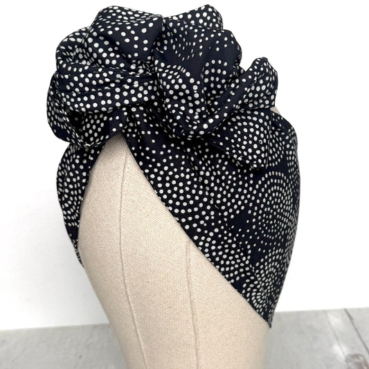 Extra Wide Adjustable Wire Headband, Black White Polka Dot Print Wired Headband, Bendable No Slip Head Wrap, Turban Accessories, Head Scarf