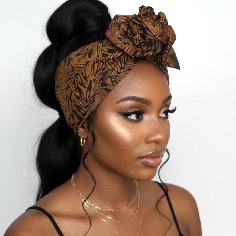Extra Wide Adjustable Wire Headband, Batik Brown Plum Fall Floral Print, Boho Wired Headband, Fabric Head Wrap, BendableTurban