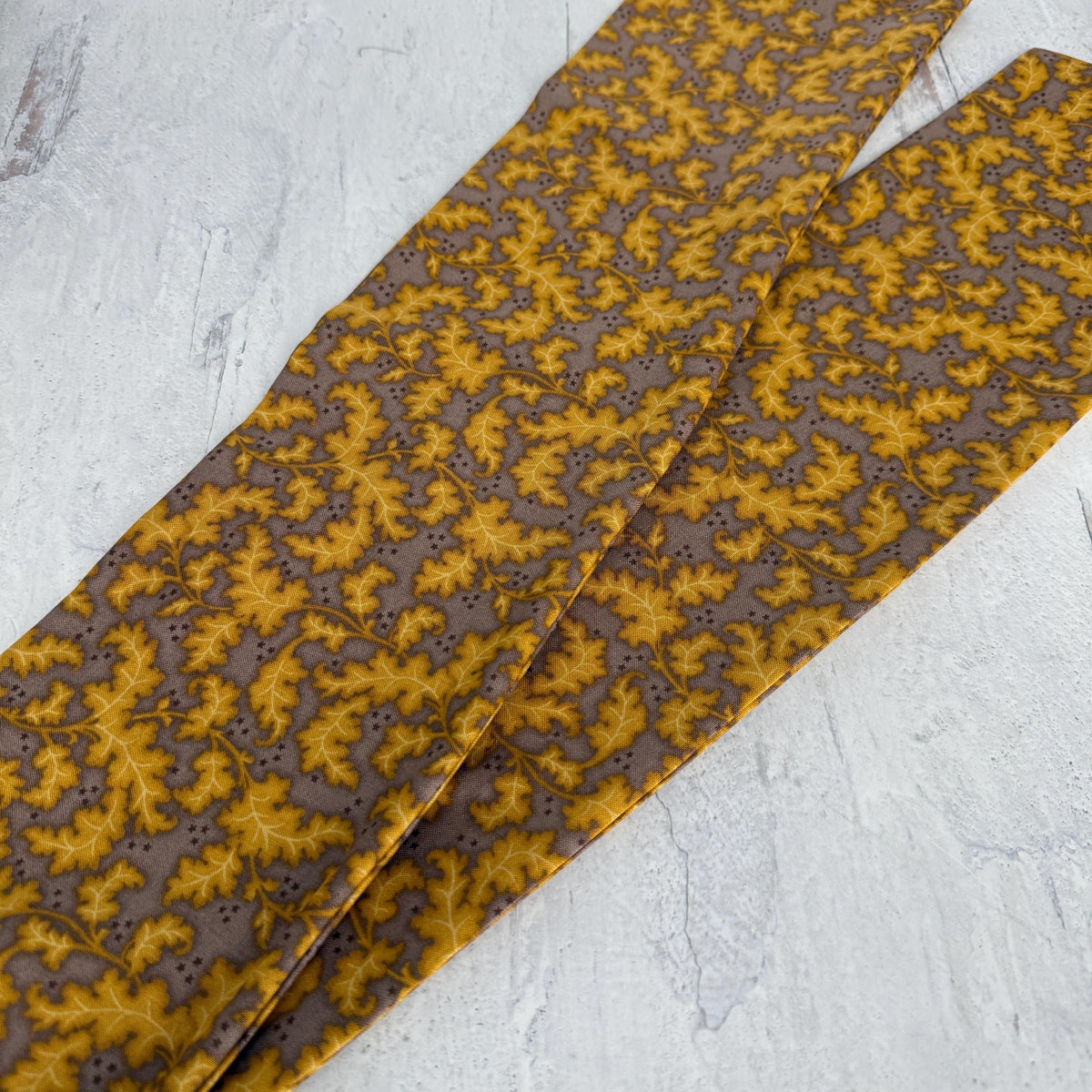 Extra Wide Adjustable Wire Headband, Fall Mustard Brown Taupe Leaf Print, Fabric Wired Head Wrap, Turban, No Slip, Bendable Scarf
