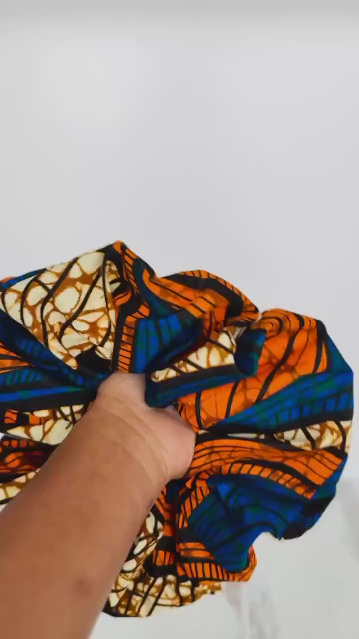 Oversized Ankara Scrunchie, Jumbo African Print Elastic Hair Tie, Afro Boho Print Statement Hair Accessories, Barrette